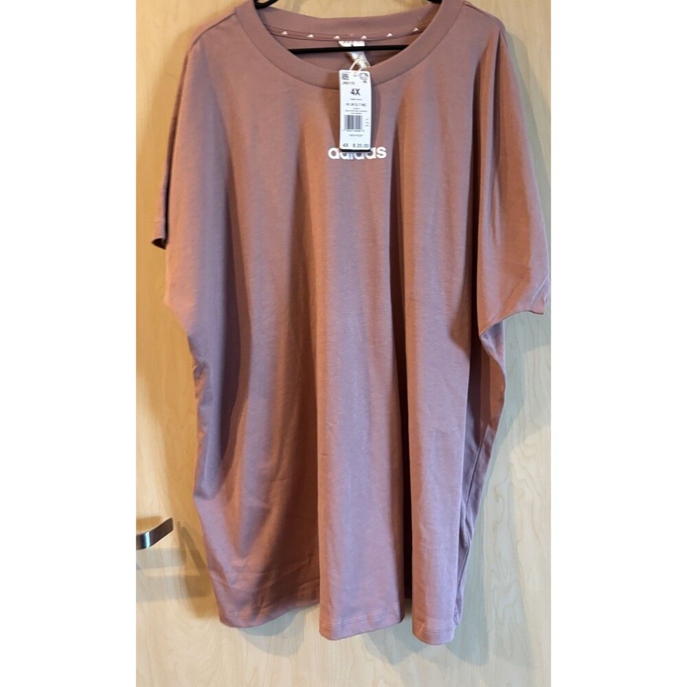 pink Adidas oversized crewneck t-shirt featuring a small white logo